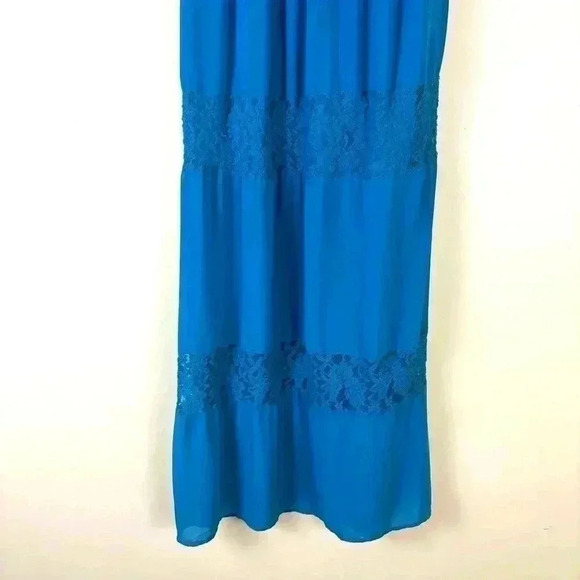 Flying Tomato Turquoise “70’s” Bohemian Aztec V-Neck Native Maxi Dress Size S - Picture 15 of 15